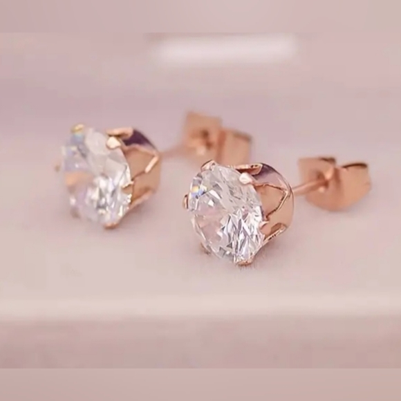 Jewelry - Rose gold cz diamond earrings NEW
